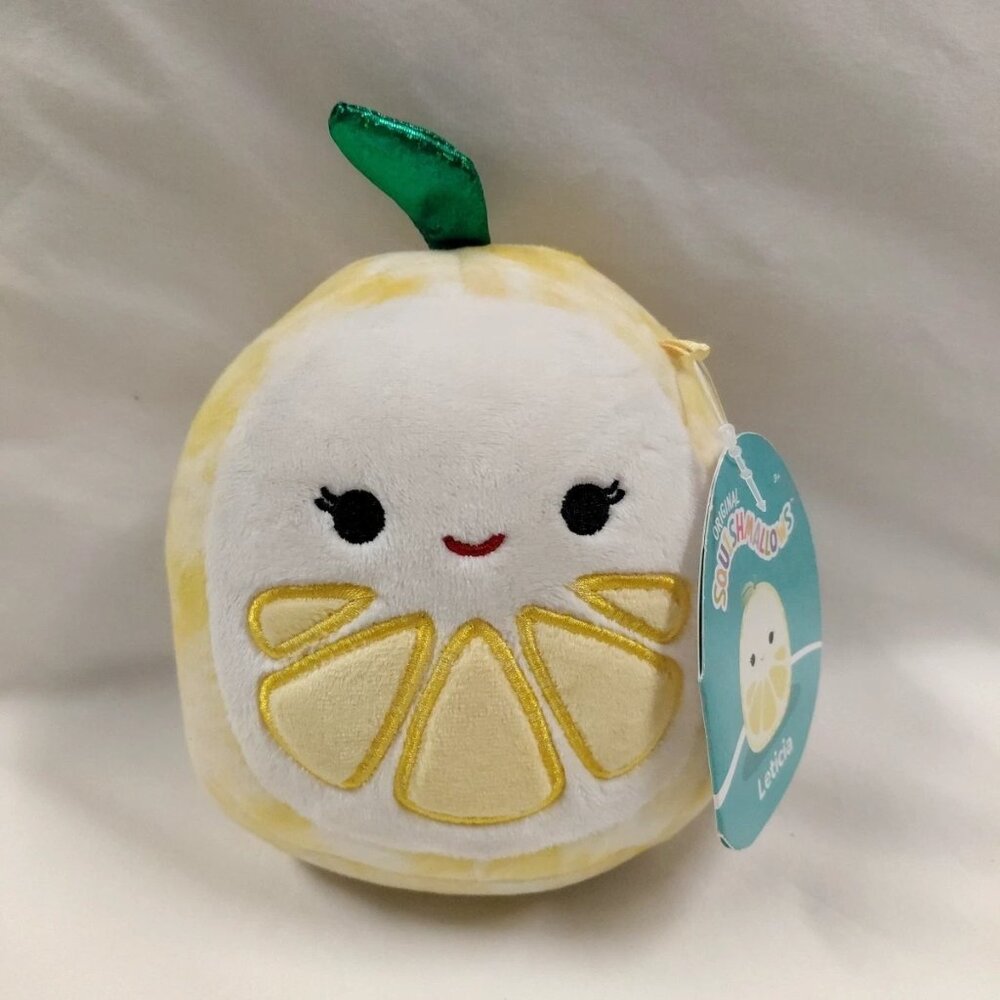 NWT Squishmallow 5" Leticia Lemon Yellow Tie Dye Citrus Fruit Plush